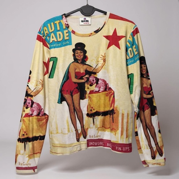 Vintage Y2K Pin-Up Girl Long Sleeve Tee by WORK - Picture 2 of 6